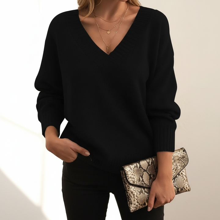 Sweter z dekoltem w serek - Angelika