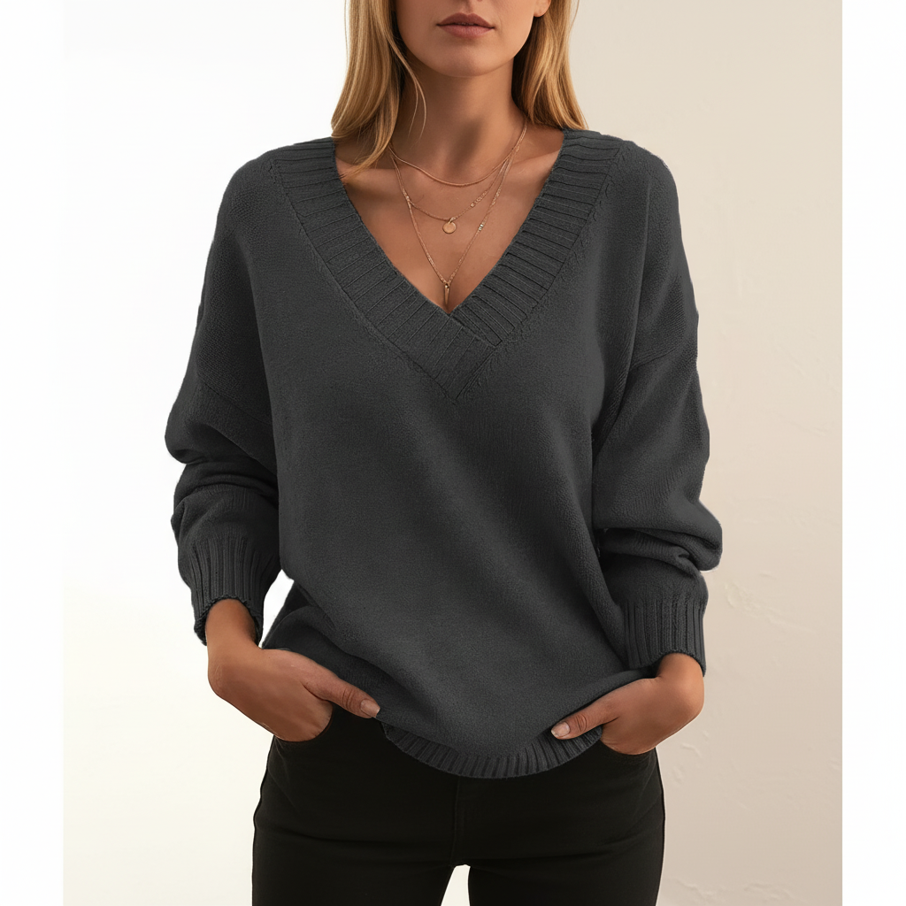Sweter z dekoltem w serek - Angelika
