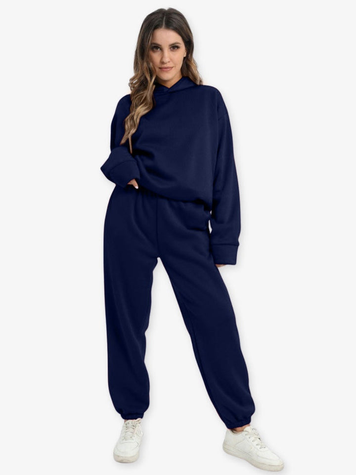 Komplet z bluzą z kapturem o luźnym kroju w stylu athleisure - Bertha