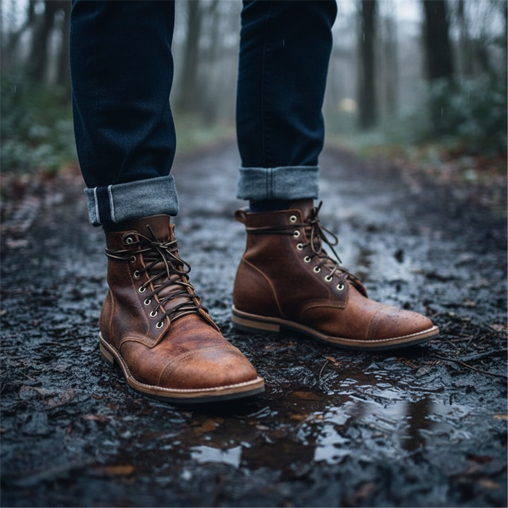Retro-skórzane buty dla mężczyzn - Leonard