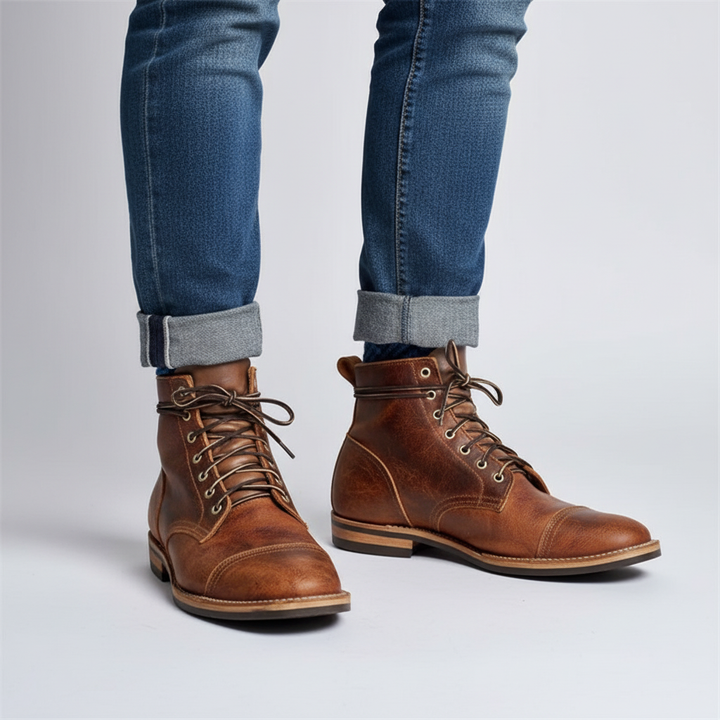 Retro-skórzane buty dla mężczyzn - Leonard