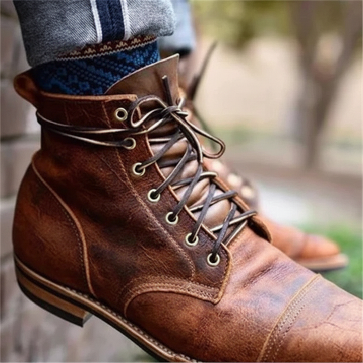 Retro-skórzane buty dla mężczyzn - Leonard