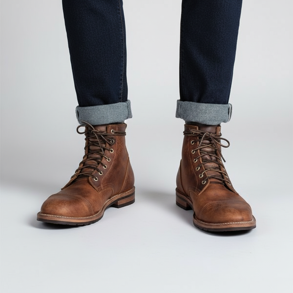 Retro-skórzane buty dla mężczyzn - Leonard