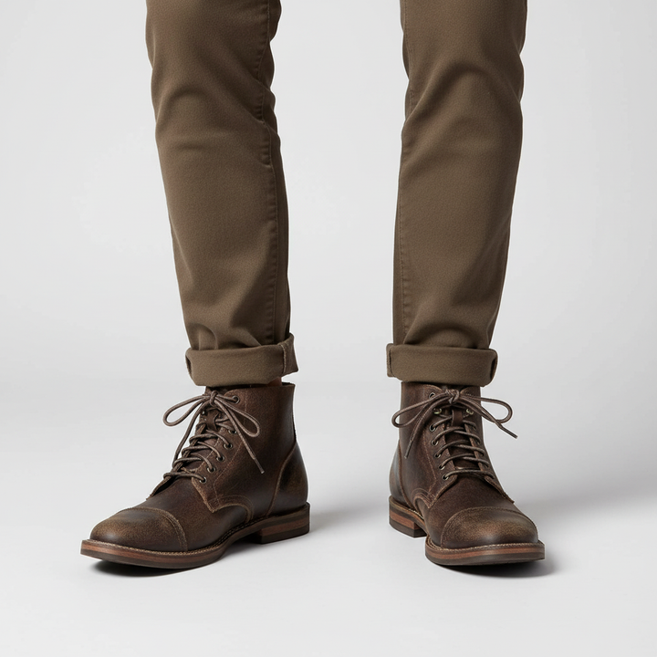 Retro-skórzane buty dla mężczyzn - Leonard