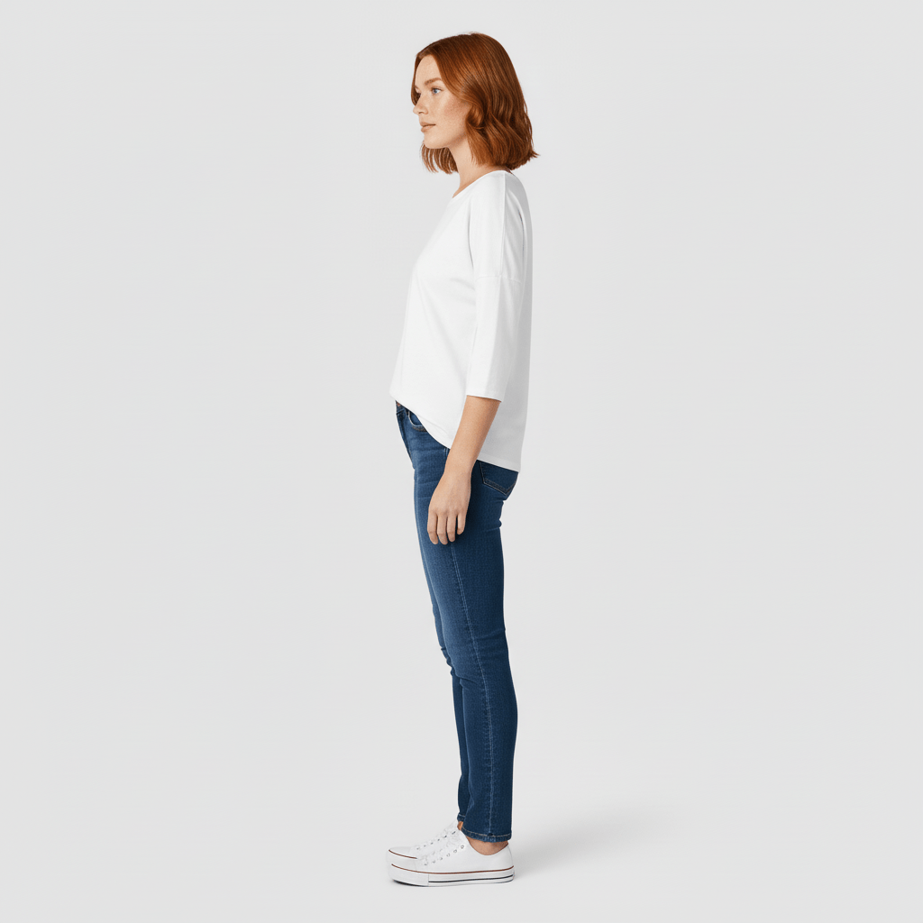 T-shirt z okrągłym dekoltem i rękawami 3/4 - Lucienne