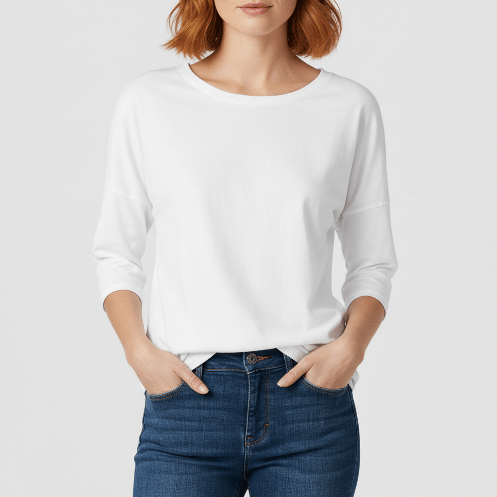 T-shirt z okrągłym dekoltem i rękawami 3/4 - Lucienne