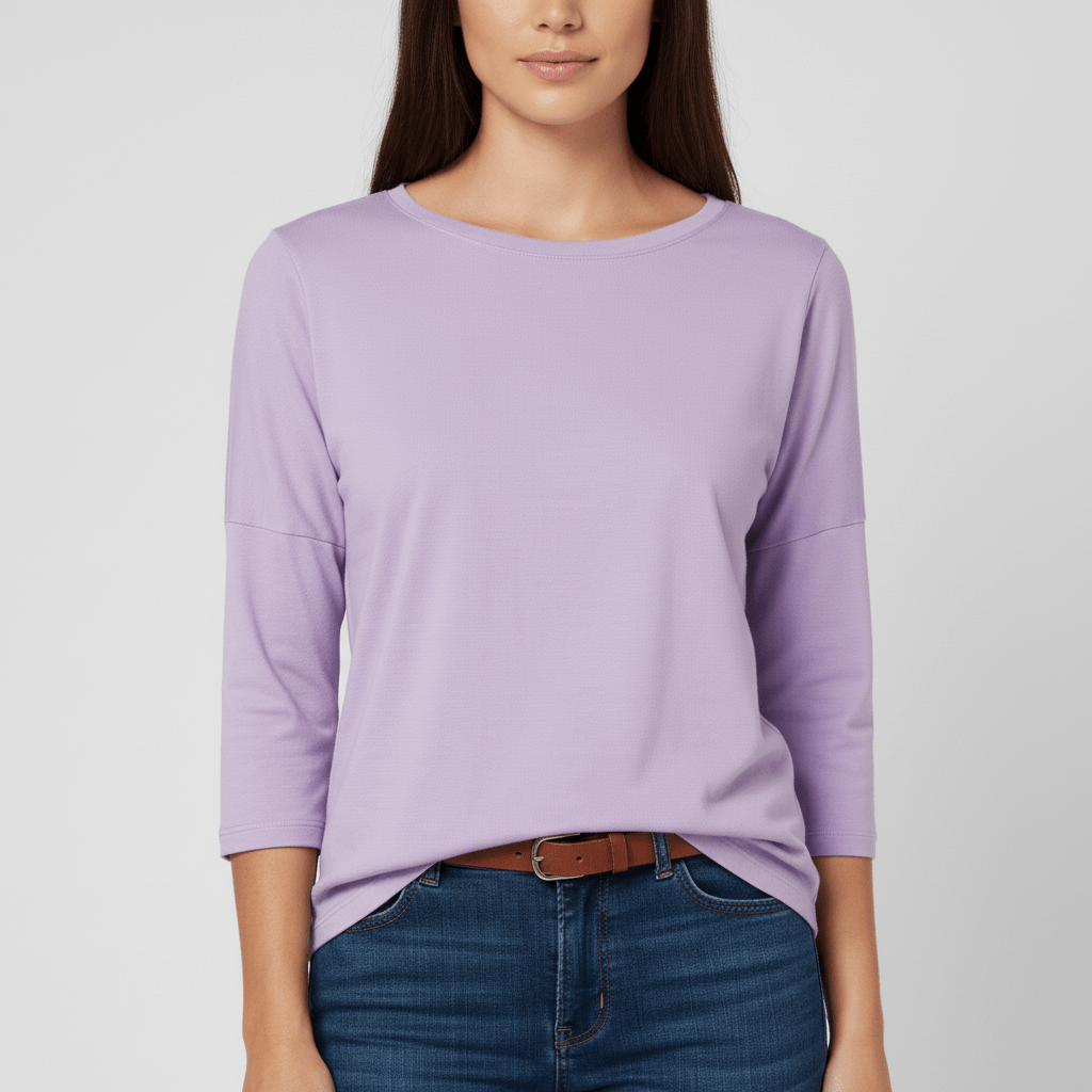 T-shirt z okrągłym dekoltem i rękawami 3/4 - Lucienne