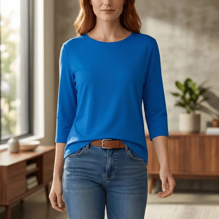 T-shirt z okrągłym dekoltem i rękawami 3/4 - Lucienne