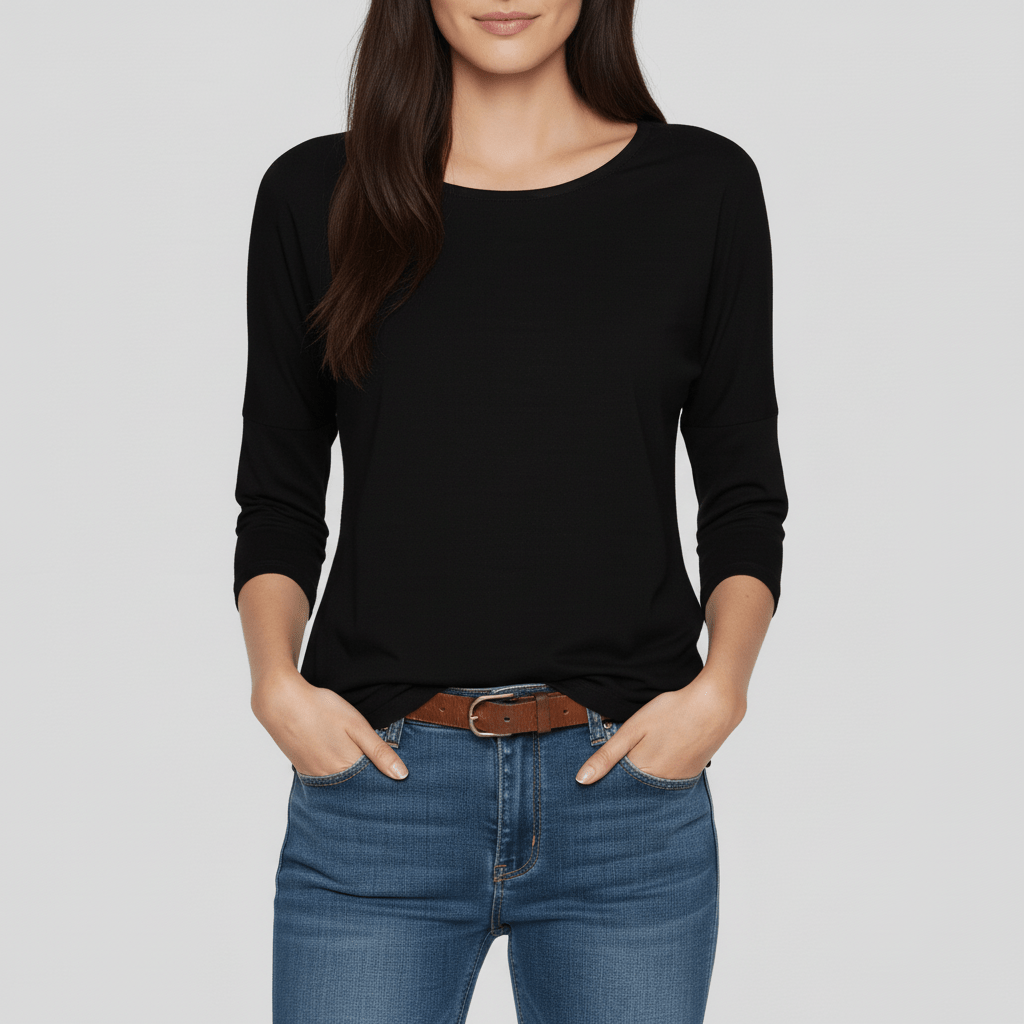 T-shirt z okrągłym dekoltem i rękawami 3/4 - Lucienne