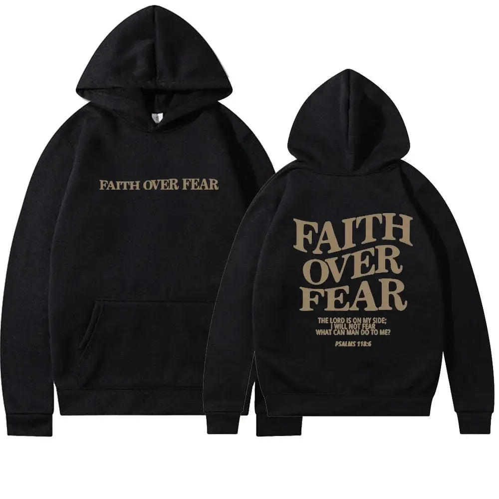 Kaminski | Bluza damska z nadrukiem Faith Over Fear z kapturem