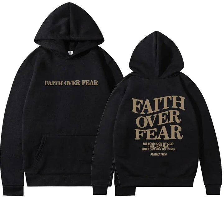 Kaminski | Bluza damska z nadrukiem Faith Over Fear z kapturem