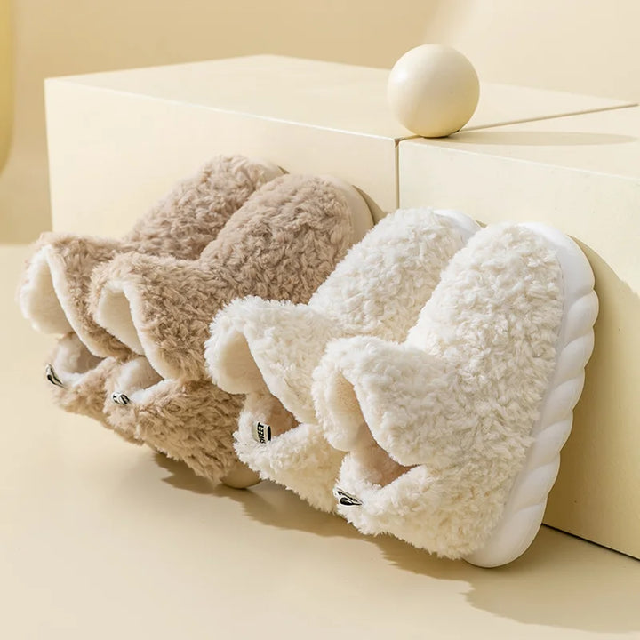 Ciepłe damskie kapcie z bawełny i pluszu – CozySteps