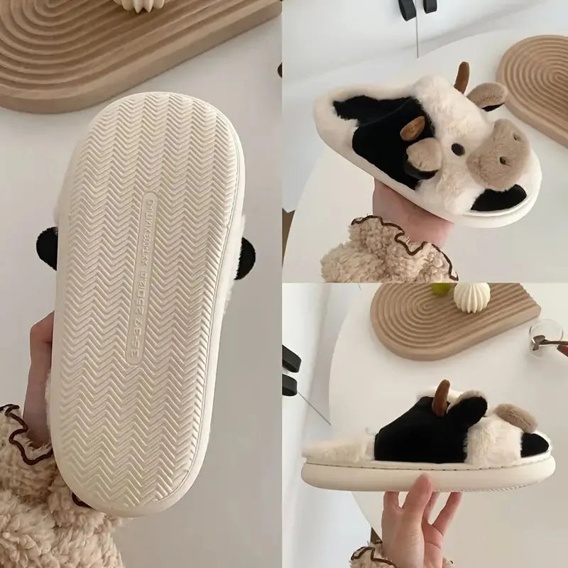 Kapcie z pluszu w designie krowy – PlushCow