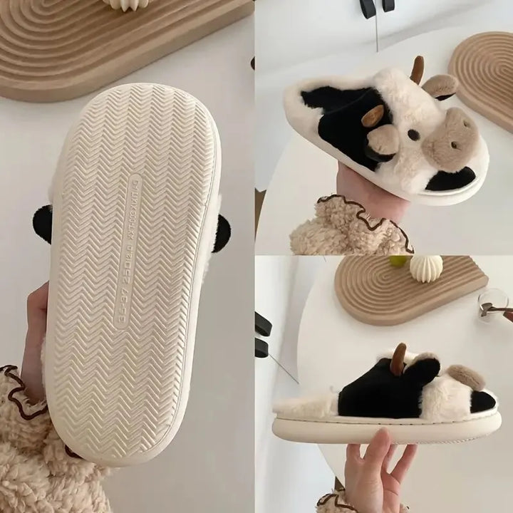 Kapcie z pluszu w designie krowy – PlushCow