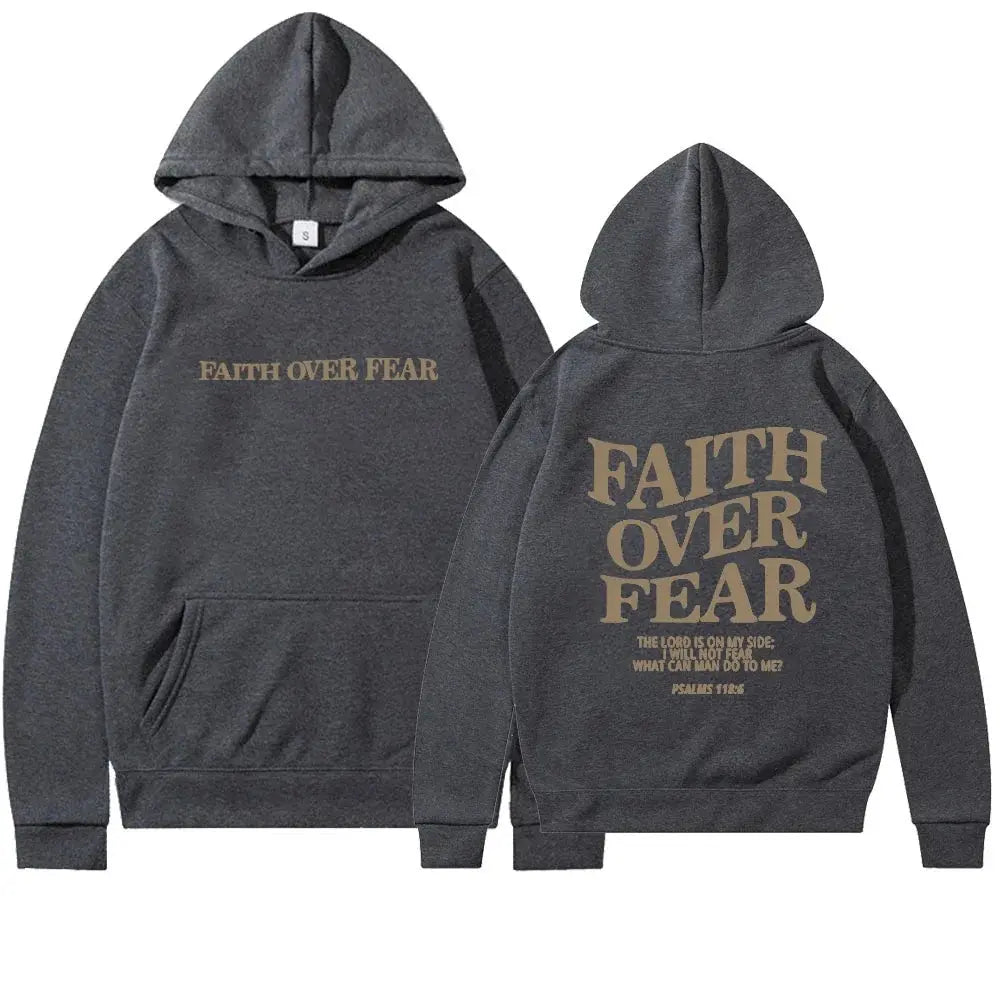 Kaminski | Bluza damska z nadrukiem Faith Over Fear z kapturem
