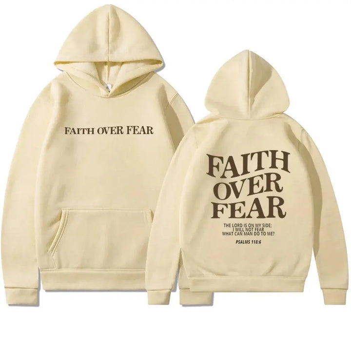 Kaminski | Bluza damska z nadrukiem Faith Over Fear z kapturem