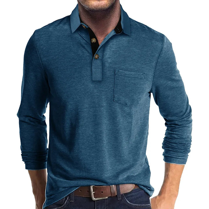 Męski długi rękaw polo oddychające i wszechstronne – Matteo