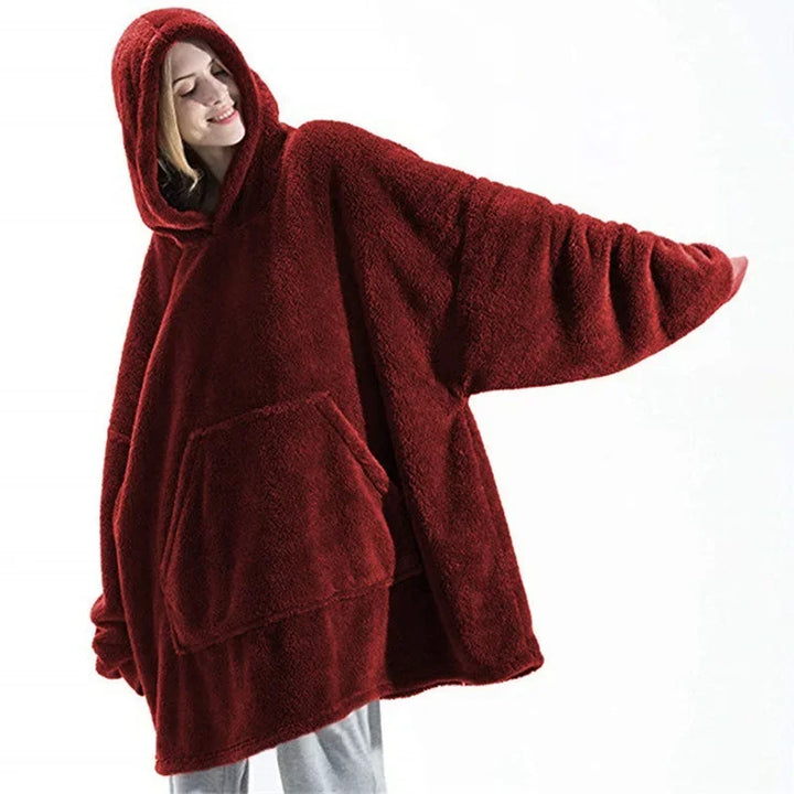 Oversized flanelowy sweter z kapturem dla kobiet i mężczyzn – FleeceHaven