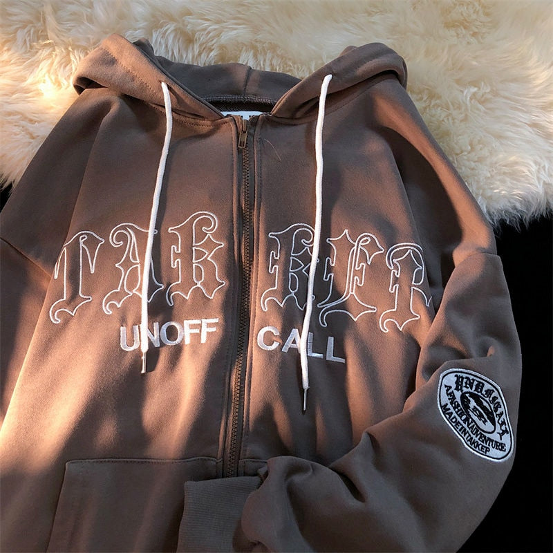 Kaminski | Oversize bluza damska z kapturem i zamkiem streetwear