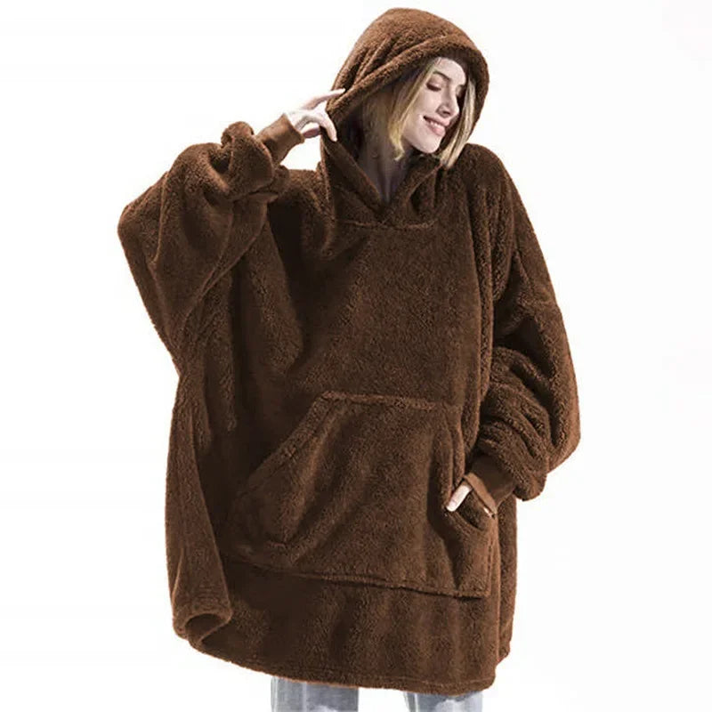 Oversized flanelowy sweter z kapturem dla kobiet i mężczyzn – FleeceHaven