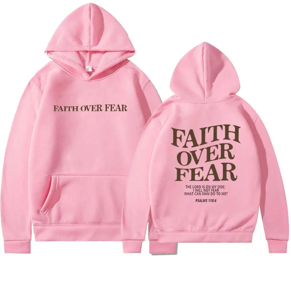 Kaminski | Bluza damska z nadrukiem Faith Over Fear z kapturem