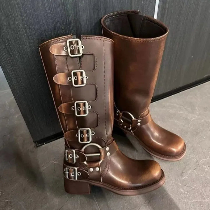 Sylwia | Stylowe botki biker o vintage charakterze