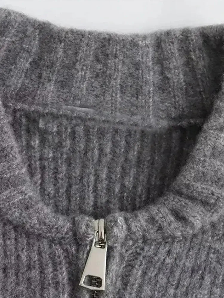 Dobrochna | Sweter z długim rękawem i zamkiem błyskawicznym