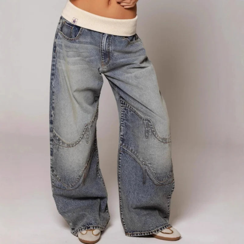 Kaminski | Damskie jeansy baggy z szeroką nogawką w stylu Y2K