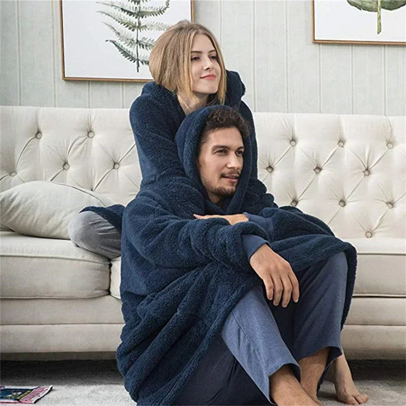 Oversized flanelowy sweter z kapturem dla kobiet i mężczyzn – FleeceHaven