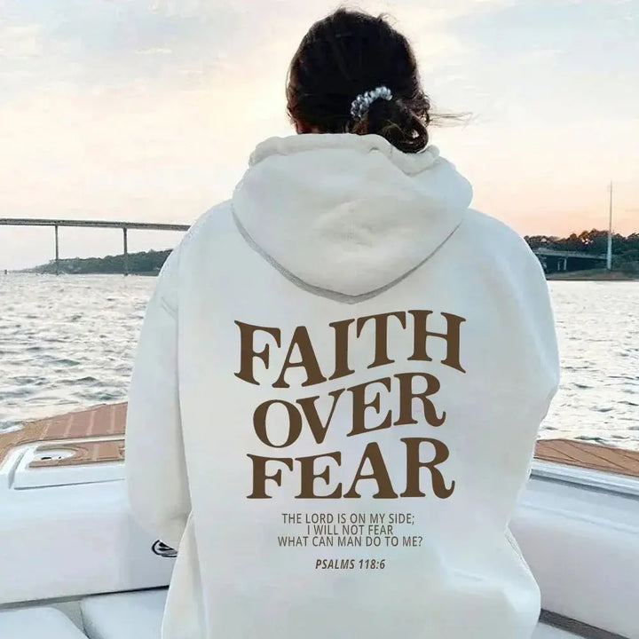 Kaminski | Bluza damska z nadrukiem Faith Over Fear z kapturem