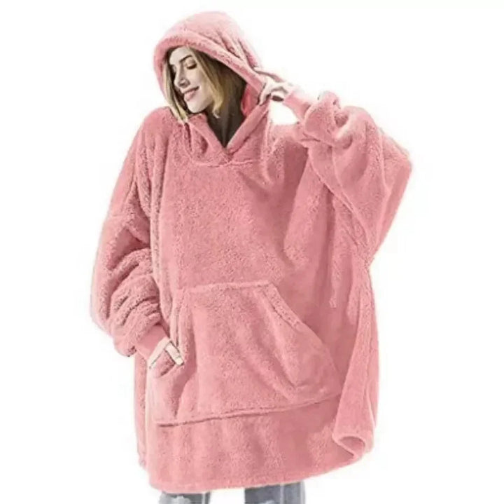 Oversized flanelowy sweter z kapturem dla kobiet i mężczyzn – FleeceHaven