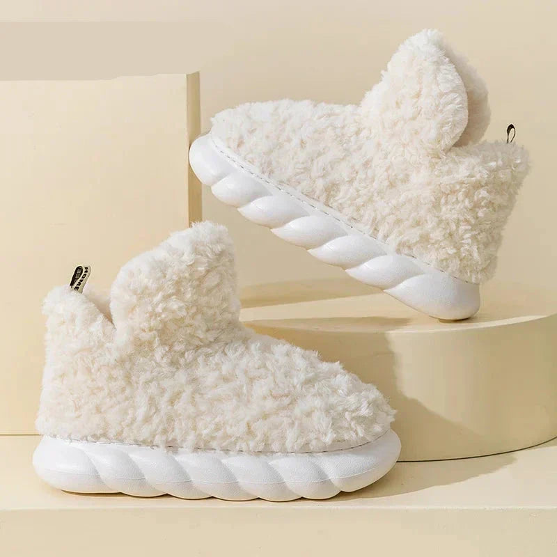 Ciepłe damskie kapcie z bawełny i pluszu – CozySteps