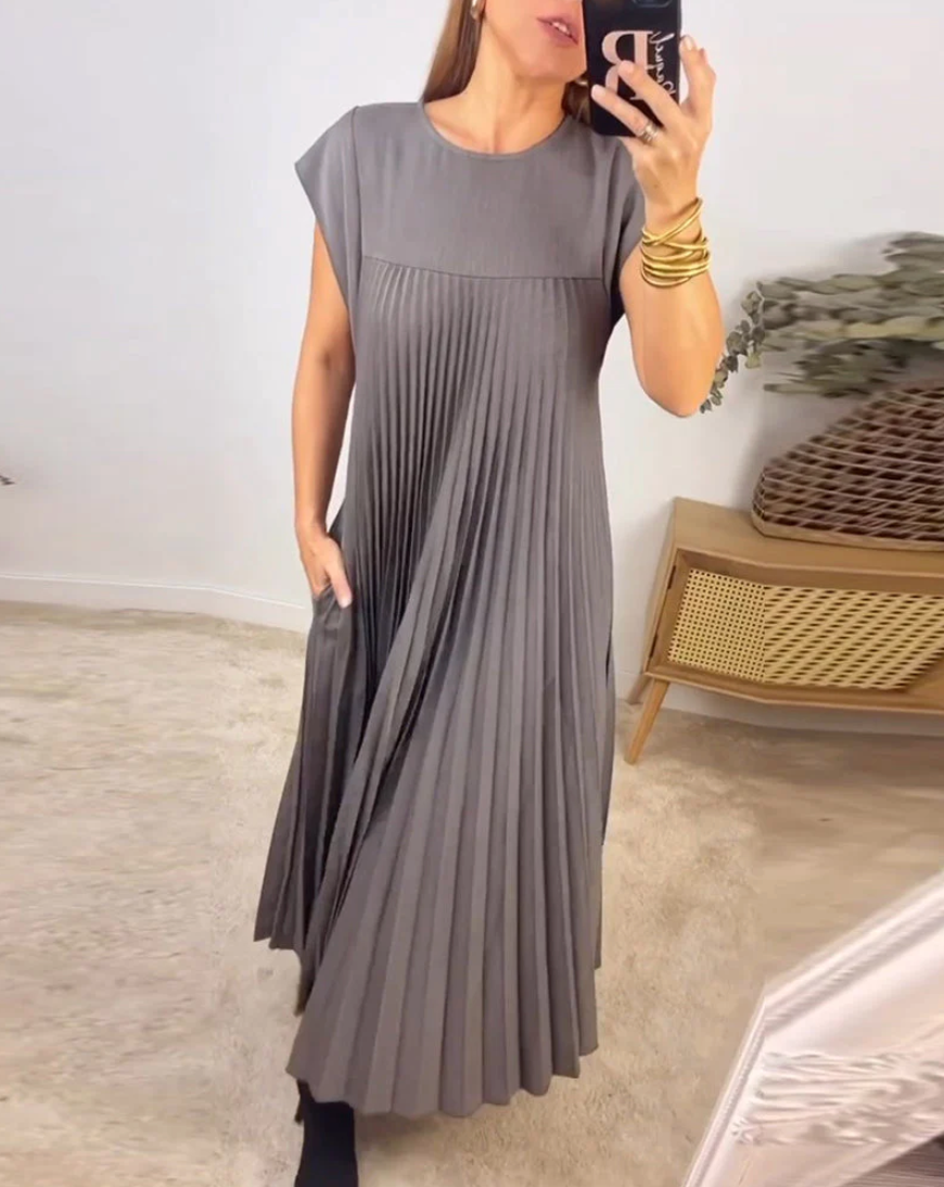 Kaminski | Elegancka plisowana sukienka midi z kieszeniami
