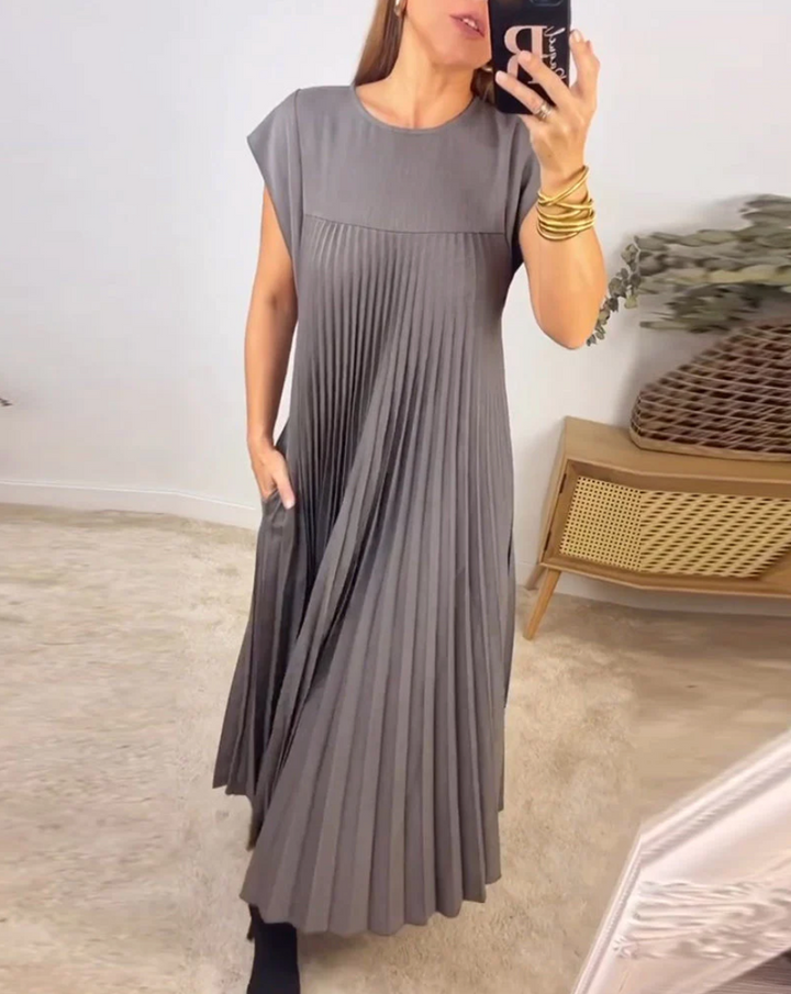 Kaminski | Elegancka plisowana sukienka midi z kieszeniami
