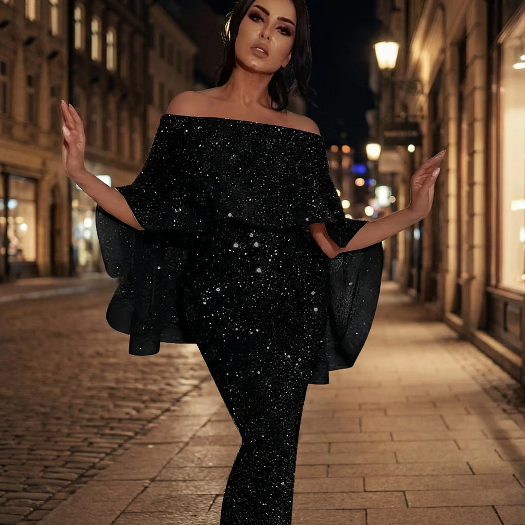 Błyszcząca sukienka maxi o kroju A – Jeanne