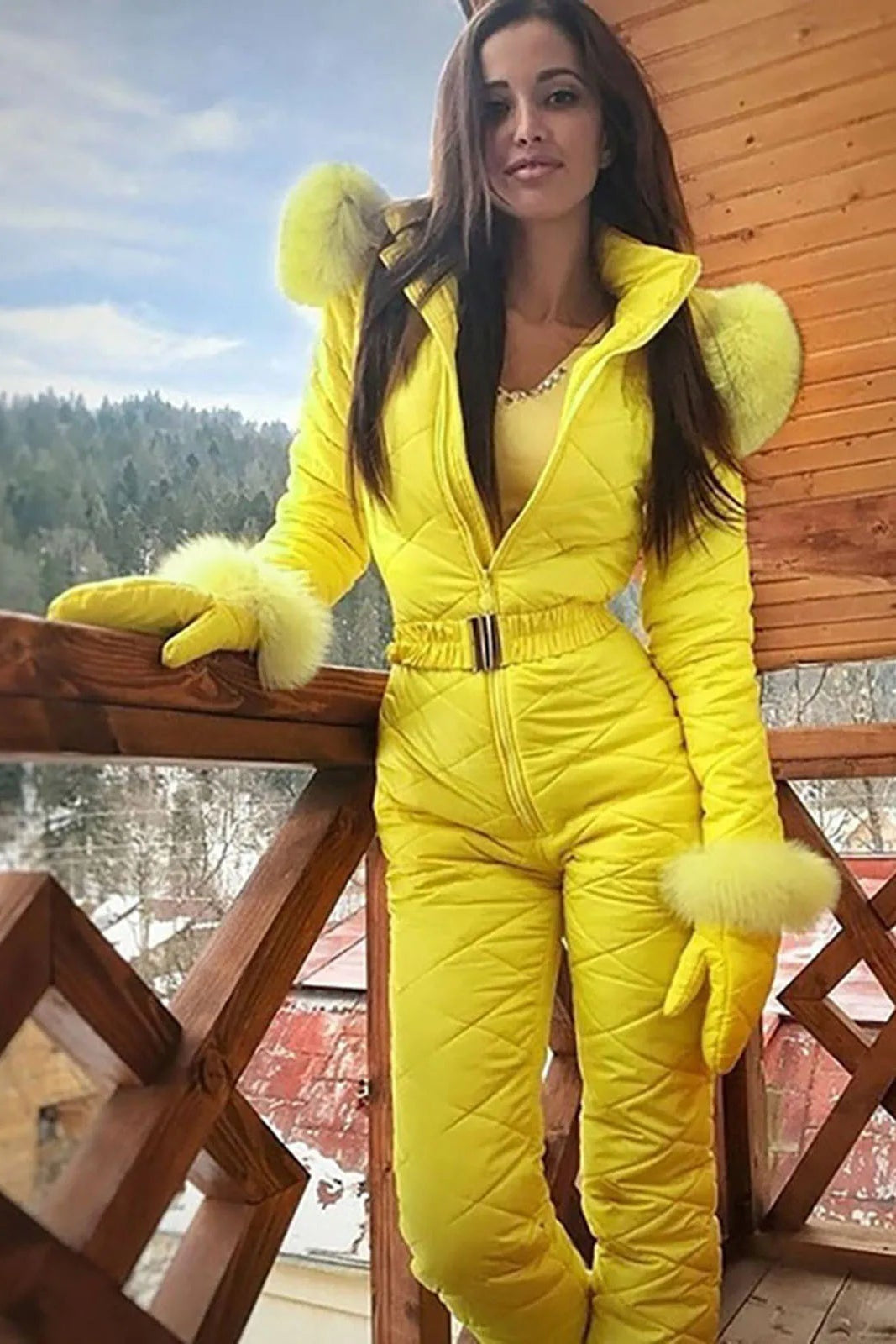Dopasowany damski zimowy kombinezon - Noemi