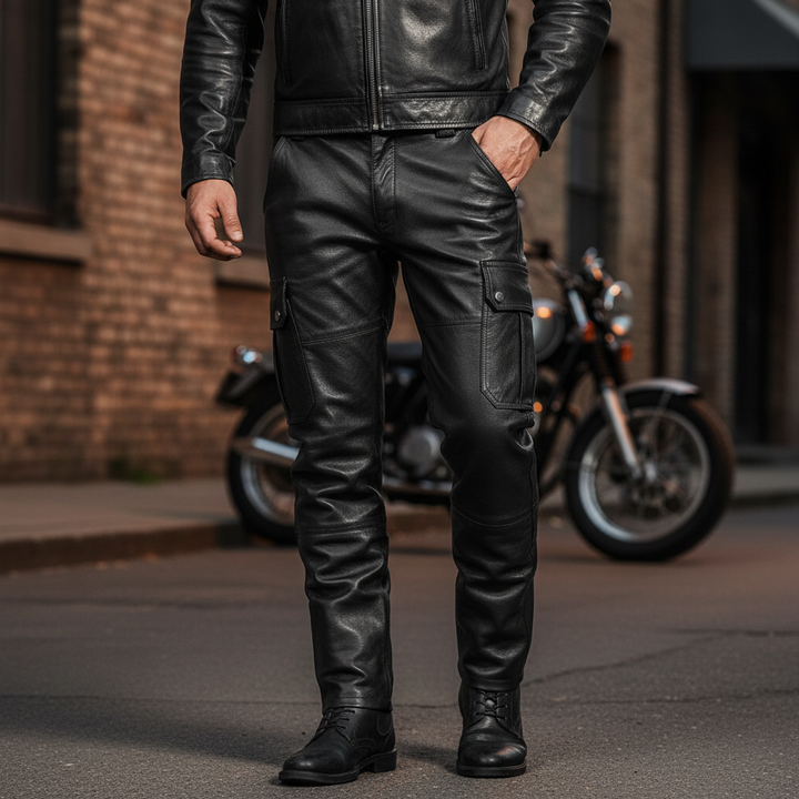 Wąskie skórzane spodnie motocyklowe - Daryl