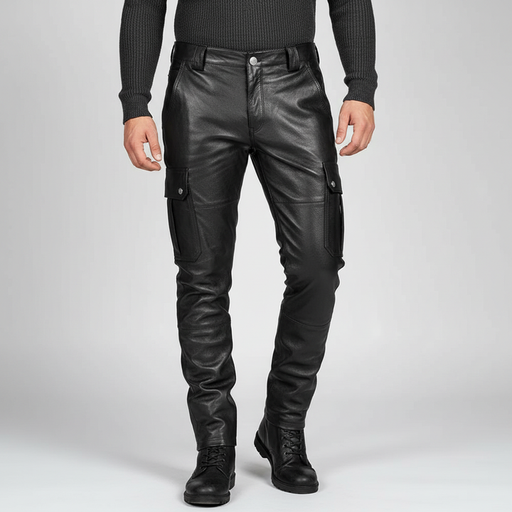 Wąskie skórzane spodnie motocyklowe - Daryl