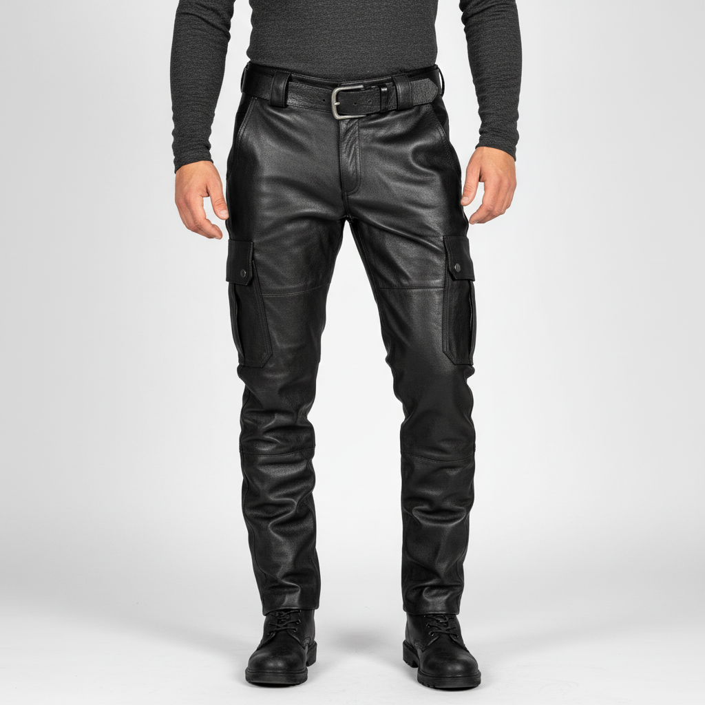 Wąskie skórzane spodnie motocyklowe - Daryl