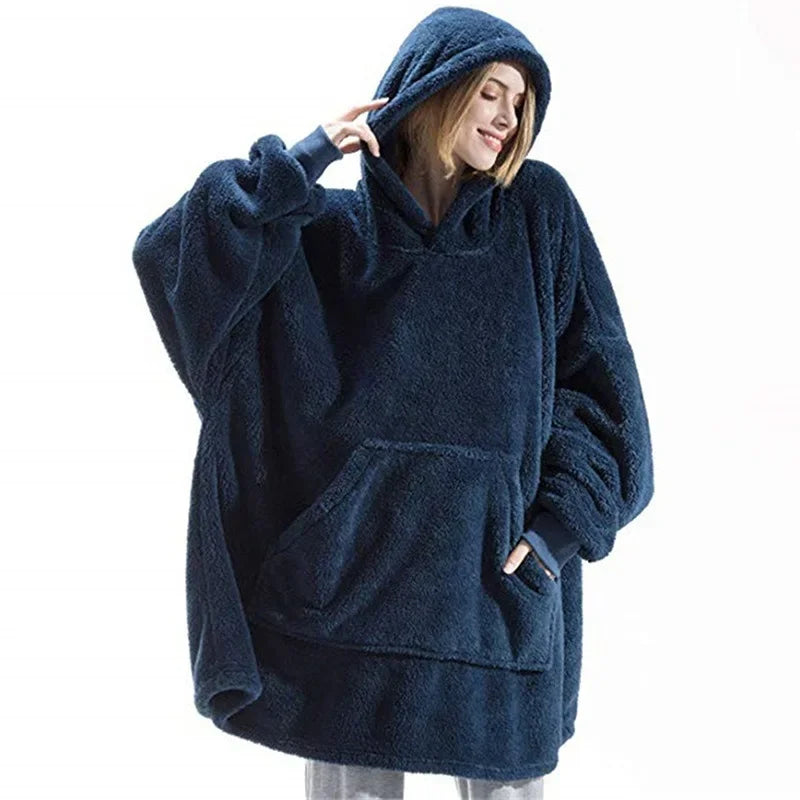 Oversized flanelowy sweter z kapturem dla kobiet i mężczyzn – FleeceHaven