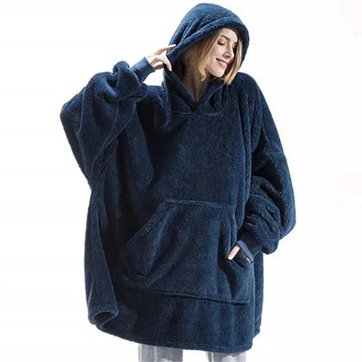 Oversized flanelowy sweter z kapturem dla kobiet i mężczyzn – FleeceHaven