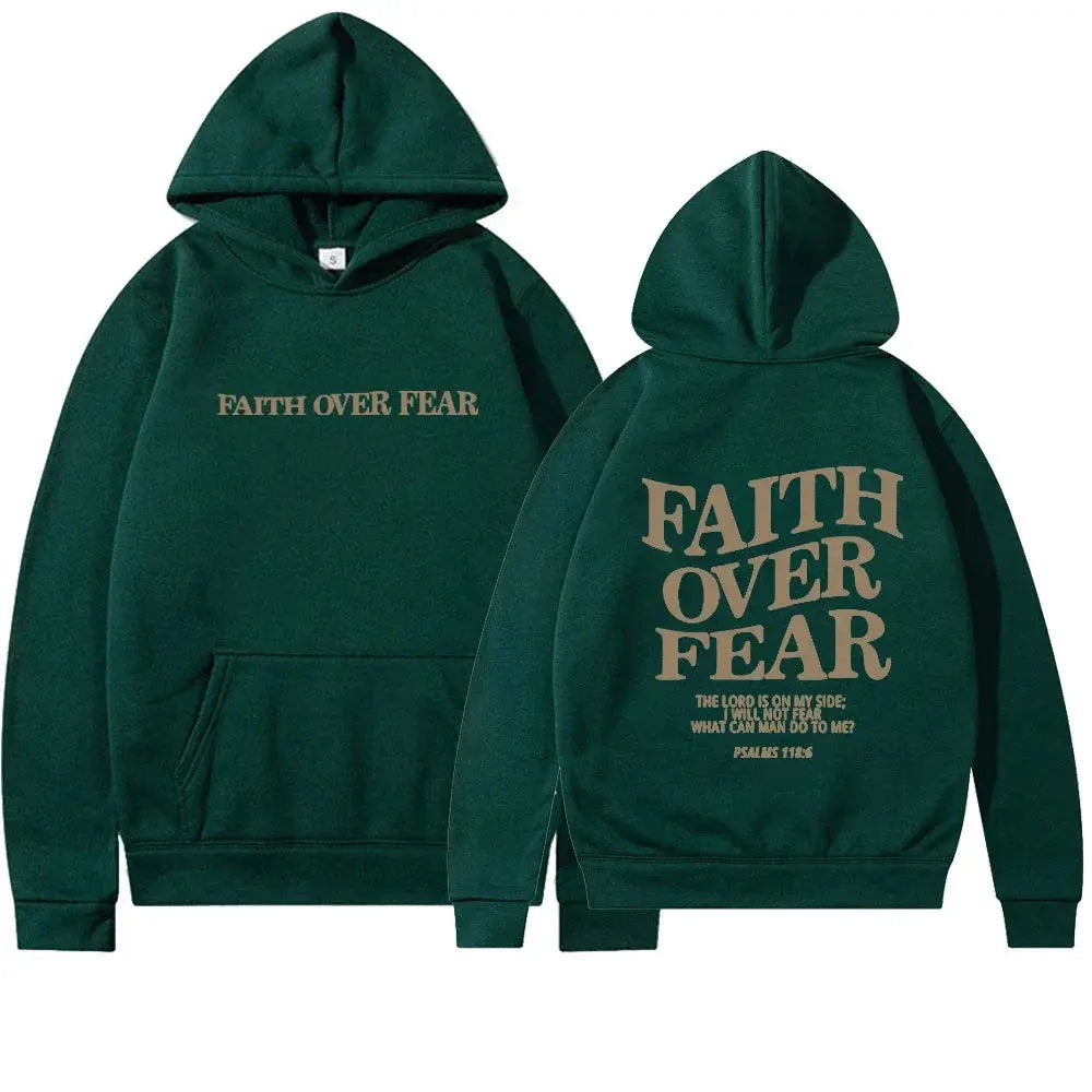 Kaminski | Bluza damska z nadrukiem Faith Over Fear z kapturem