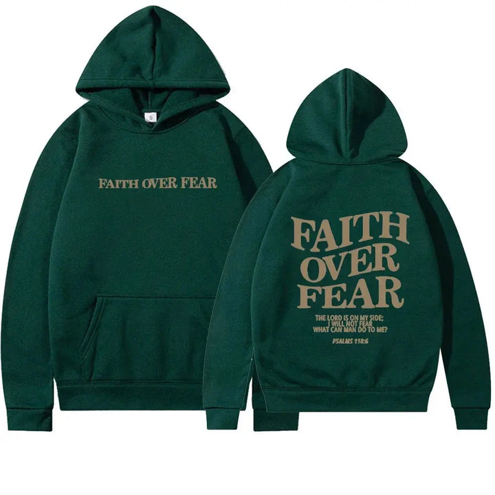 Kaminski | Bluza damska z nadrukiem Faith Over Fear z kapturem