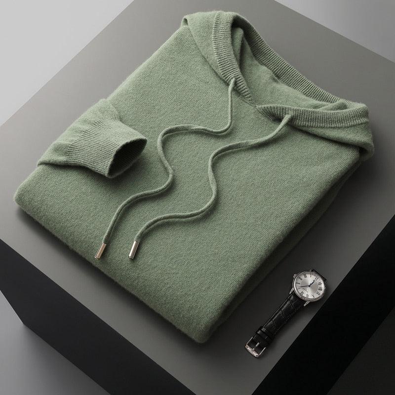 Hoodie męski z wełny merino – edycja jesienna Cassiano
