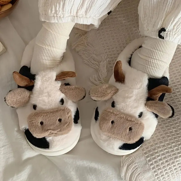 Kapcie z pluszu w designie krowy – PlushCow