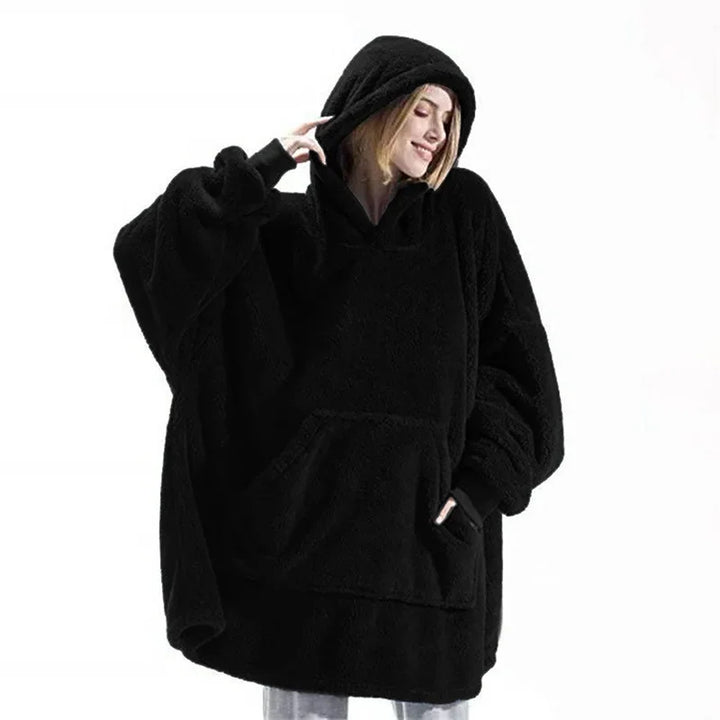 Oversized flanelowy sweter z kapturem dla kobiet i mężczyzn – FleeceHaven