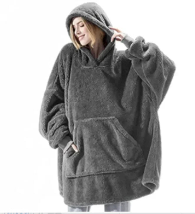 Oversized flanelowy sweter z kapturem dla kobiet i mężczyzn – FleeceHaven