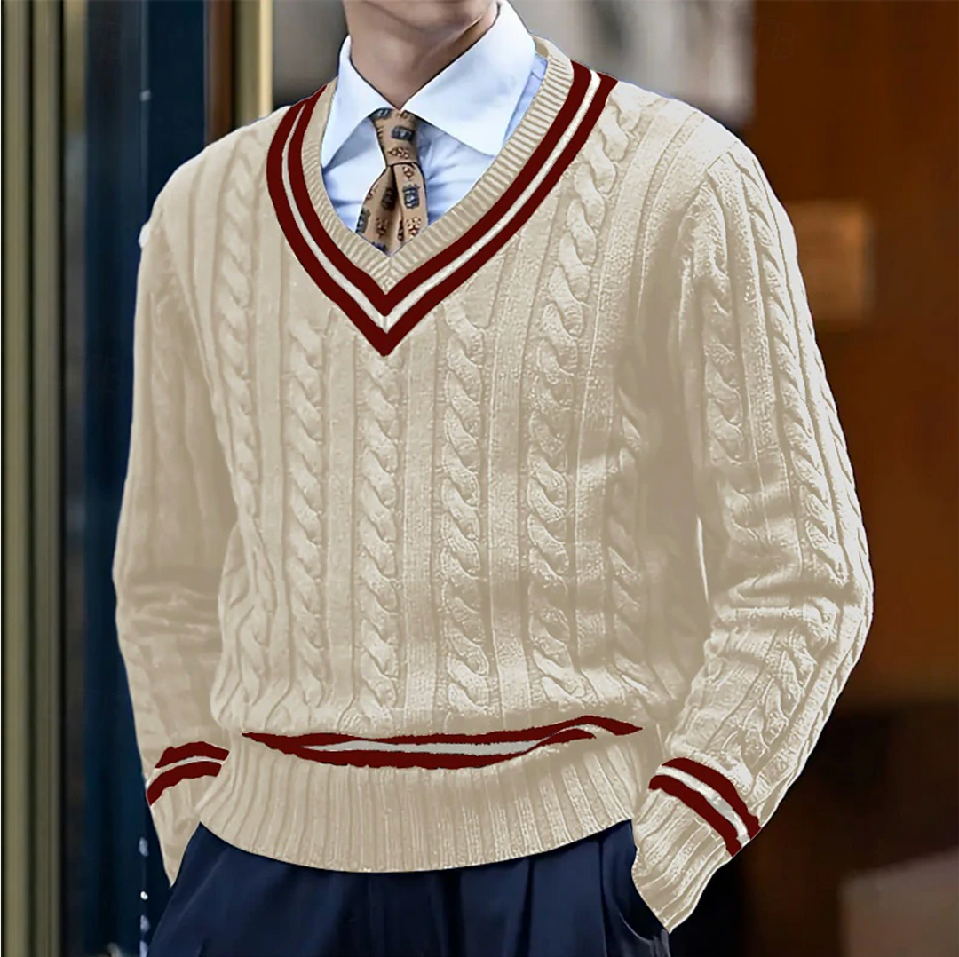 Sweter slim fit z dekoltem w serek - Rocco