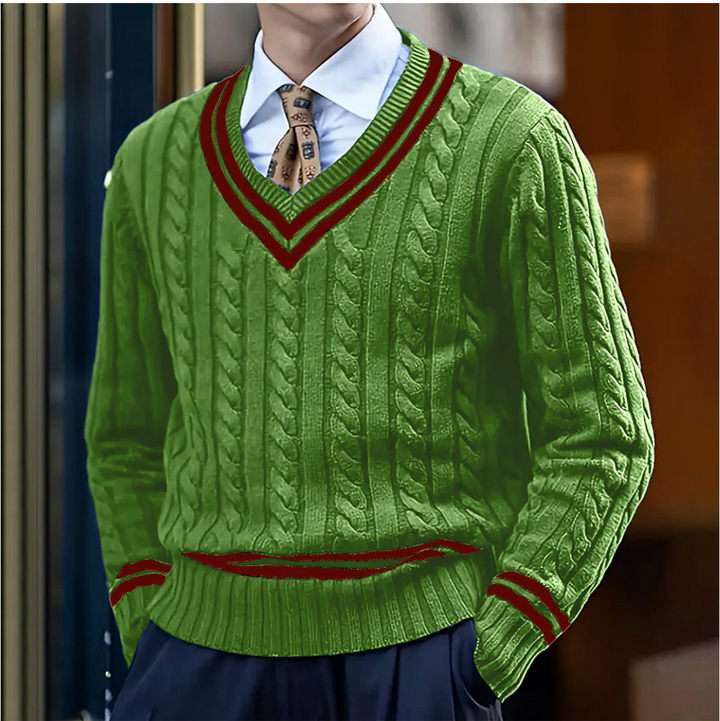 Sweter slim fit z dekoltem w serek - Rocco