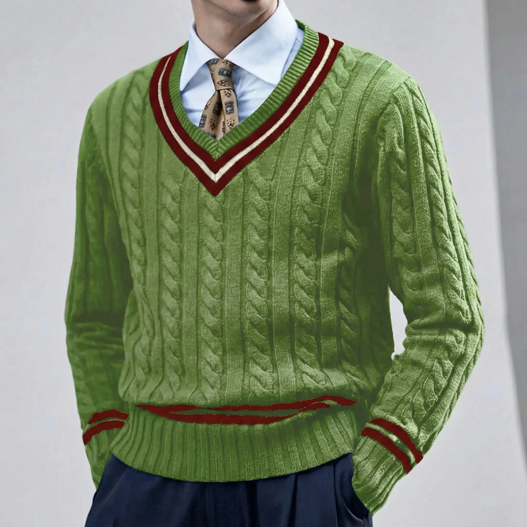 Sweter slim fit z dekoltem w serek - Rocco